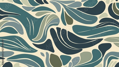 Seamless Organic Pattern: Nature-Inspired Shapes, Lines & Calming Colors