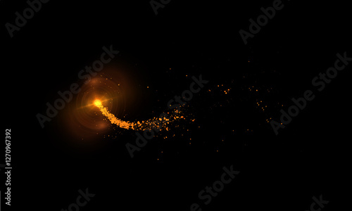 Magic golden shimmer bright comet effect for web design and fabulous user interface. Bright Twirl. Vector