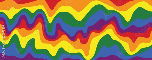 Flag LGBT squared icon, badge or button. Template design, vector illustration. Love wins. LGBT symbol in rainbow colors. Gay pride silk textile background.