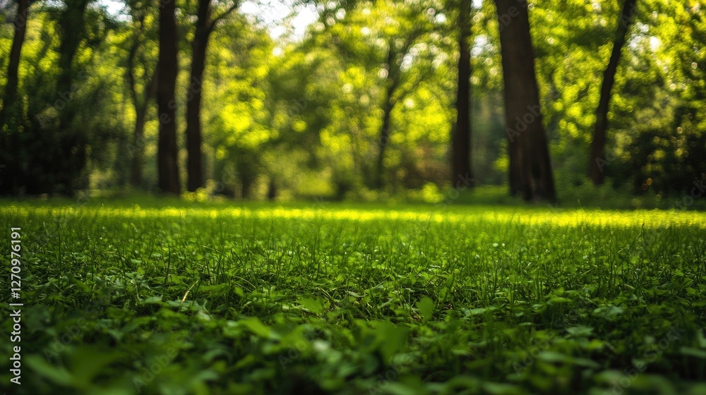 A thick carpet of green grass covering the ground in a lush forest clearing, offering a perfect outdoor backdrop A thick carpet of green grass covering the ground in a lush forest clearing, offering a perfect outdoor backdrop