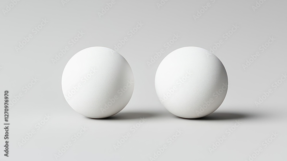 Two Textured White Spheres on White Background Two Textured White Spheres on White Background