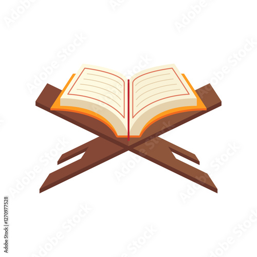 Illustration of the Holy Qur'an. religious book vector. Open book on the table. book lover and likes to read