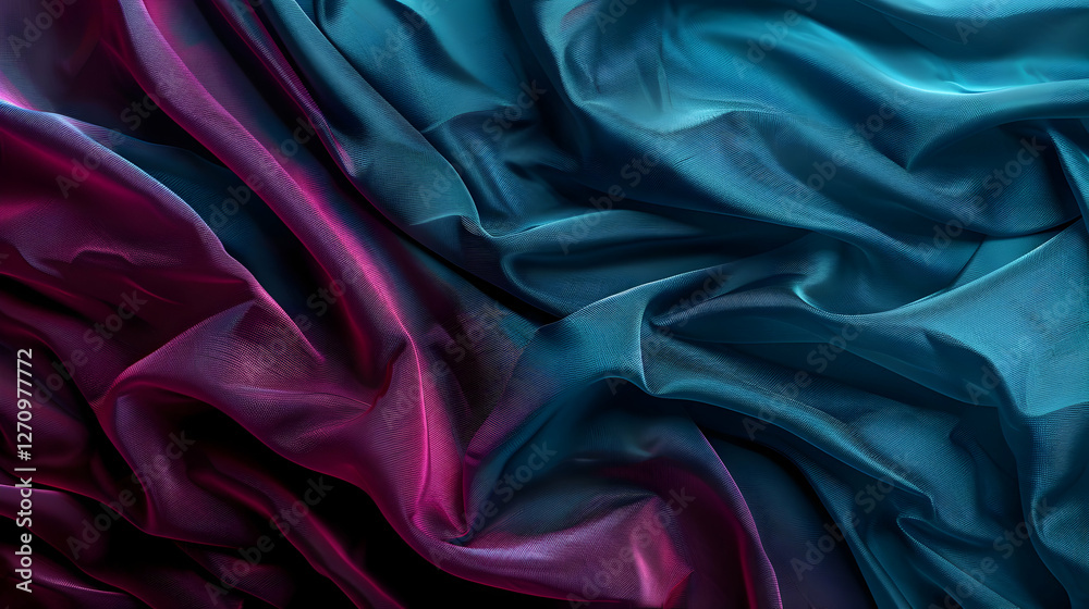 Fototapeta premium Vibrant silk fabric draped elegantly, showcasing rich colors and smooth texture, ideal for design