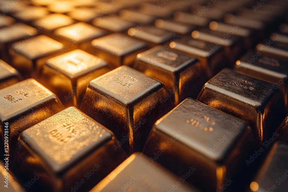 Luxurious Shimmering Gold Bars Stacked in Warm Light - Investment and Wealth Concept Luxurious Shimmering Gold Bars Stacked in Warm Light - Investment and Wealth Concept