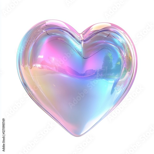 Bubble heart with floating translucent effect isolated on white