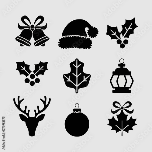 Vektor Illustration Weihnachts Symbole Silhouette