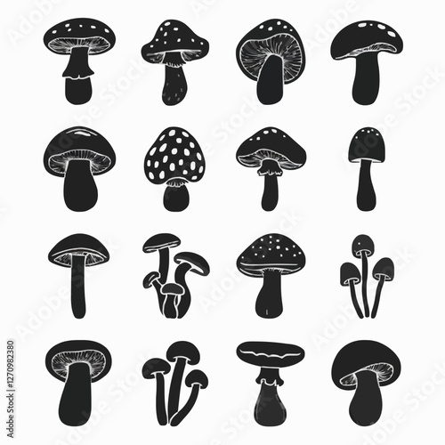 Vektor Illustration Pilze Formen Silhouette