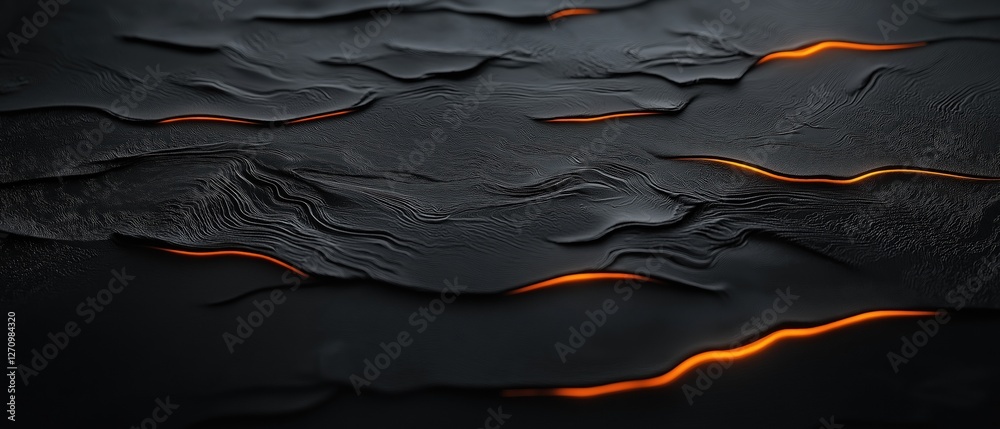 Obraz premium Close-up of a black surface with a textured pattern. the texture appears to be rough and uneven, with deep grooves and crevices.