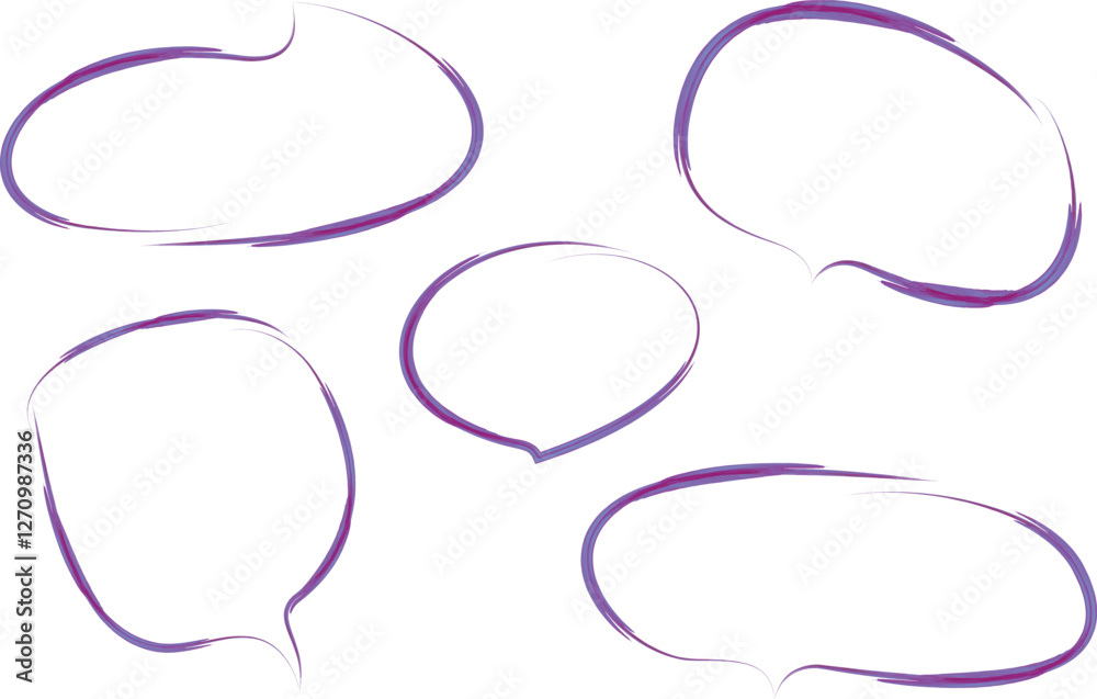 Fototapeta premium purple decorative doodle hand drawn art speech bubbles