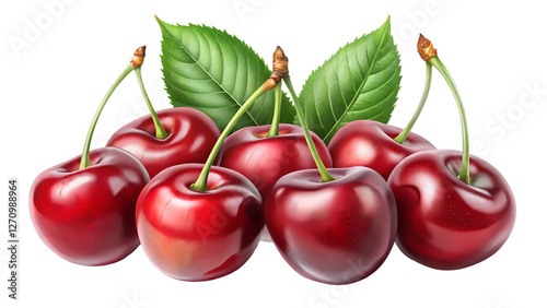 set of cherry on a isolated on transparent background png
