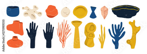 Set of abstract organic shape. hand drawn doodle art. vector blob