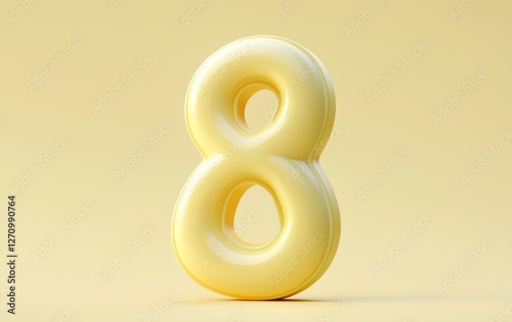 Satin-textured number 8 on a light lemon yellow background for 8 March International Womens Day Satin-textured number 8 on a light lemon yellow background for 8 March International Womens Day