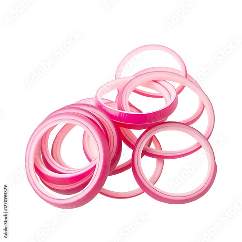 Red onion rings isolated on transparent background 