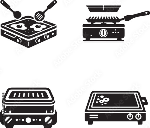 Silhouette Icons of Cooking Appliances and Utensils