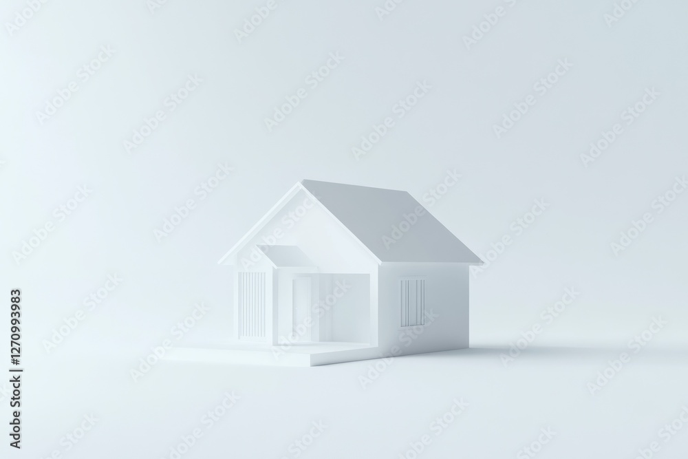 Minimalist white house model on white background. (2) Minimalist white house model on white background. (2)