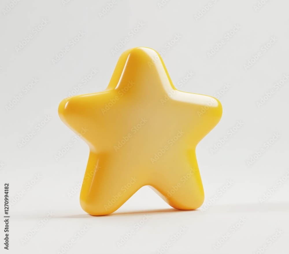 A 3D rendered yellow star icon on a white background. A 3D rendered yellow star icon on a white background.