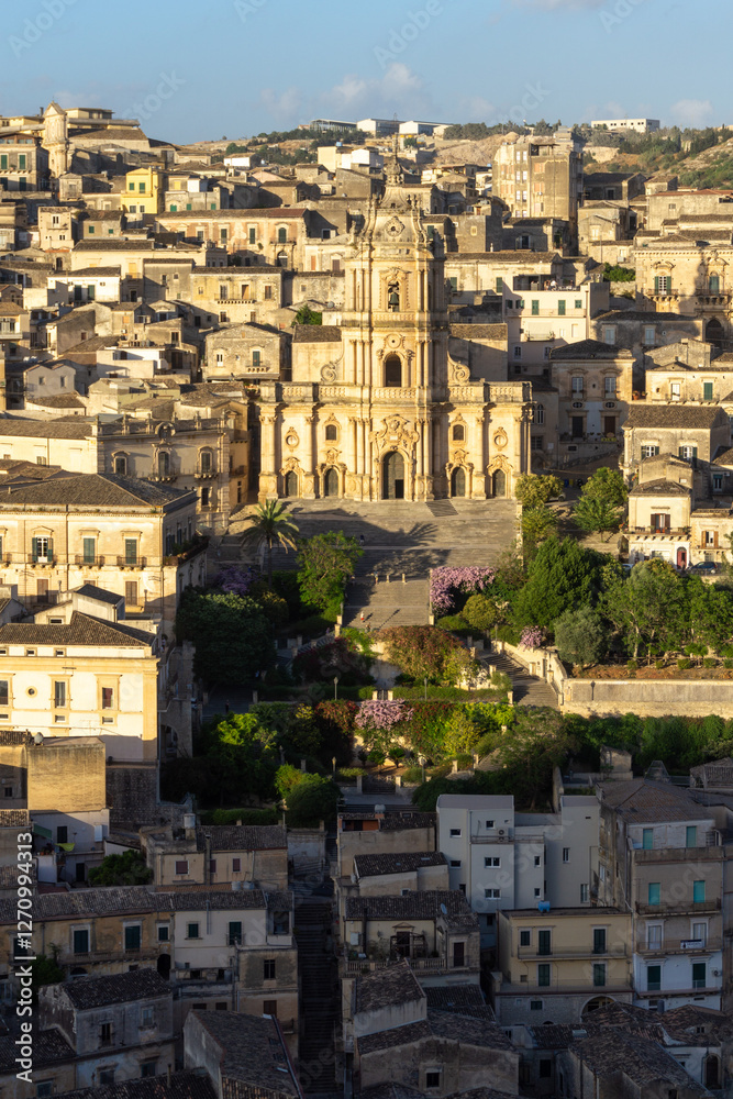 Naklejka premium Modica, Italy (06th August 2025): Architecture of Modica in Val di Noto, southern Sicily, Italy