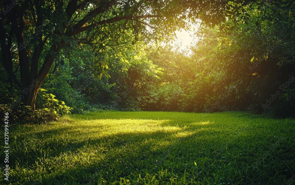22. Natural outdoor lighting A lush green forest glowing under warm summer light 22. Natural outdoor lighting A lush green forest glowing under warm summer light