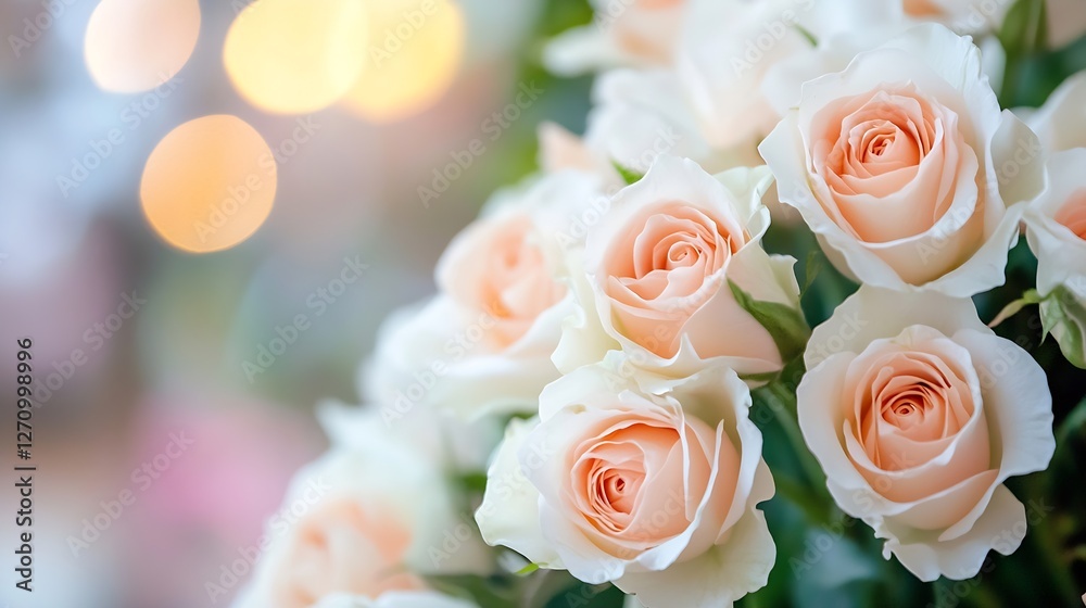 Obraz premium Beautiful bouquet of soft pink roses arranged elegantly for decoration and celebration : Generative AI