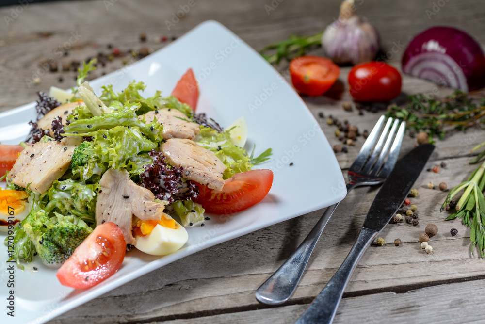 Caesar salad with chicken and fresh salad Caesar salad with chicken and fresh salad