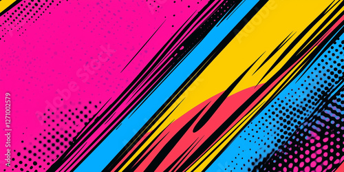 Wallpaper Mural Retro 90s Pop Art Illustration - Colorful Burst Background, AI Torontodigital.ca