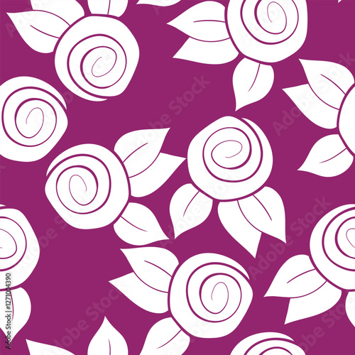 Seamless floral pattern based on traditional folk art ornaments. Colorful flowers on color background. Scandinavian style. Sweden nordic style. Vector illustration. Simple minimalistic pattern.