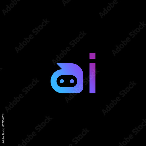 Minimalist Letter Ai with Robot logo concept vector icon