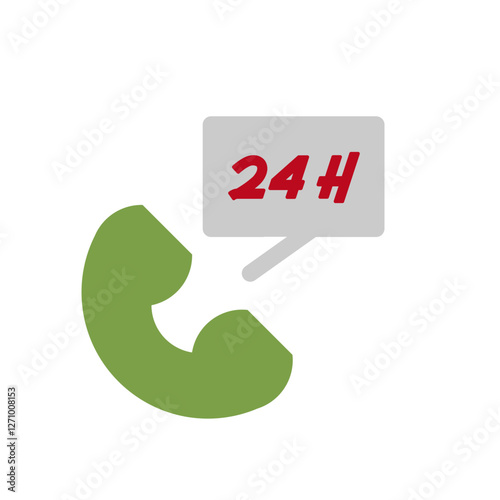 24 hours call center flat style icon
