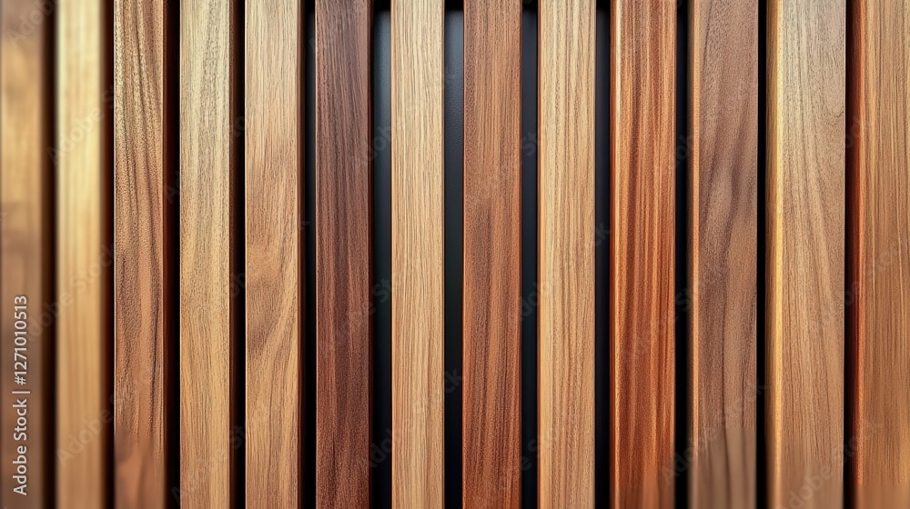 A close-up of the slats on an outdoor wooden wall, showcasing their natural wood grain and texture. A close-up of the slats on an outdoor wooden wall, showcasing their natural wood grain and texture.