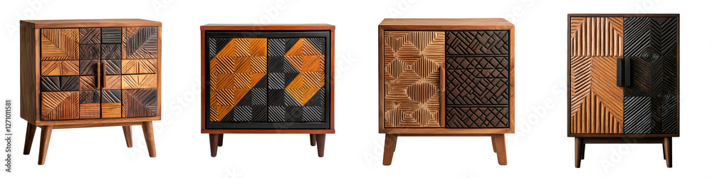 Handcrafted Geometric Wood Cabinets and Sideboards with Intricate Patterns and Textures for Minimalist Contemporary and Eco Friendly Interior Design and Home Decor Handcrafted Geometric Wood Cabinets and Sideboards with Intricate Patterns and Textures for Minimalist Contemporary and Eco Friendly Interior Design and Home Decor