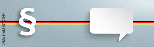 Paragraf mit Sprechblase und Deutschlandflagge