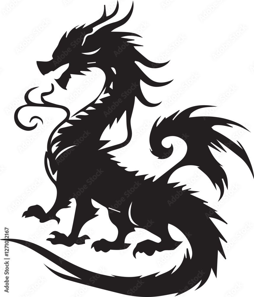 Fototapeta premium Dragon silhouette vector EPS 