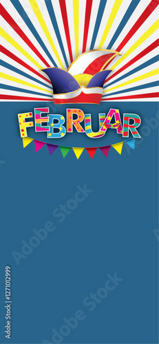 Februar der Faschingsmonat Hochformat Cover Retrostrahlen