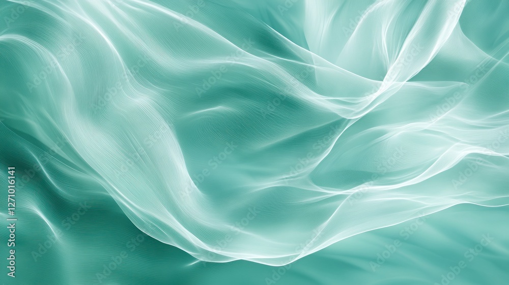 custom made wallpaper toronto digitalAbstract teal fabric waves, flowing silk texture background.