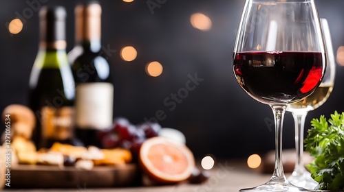 Wallpaper Mural Elegant glasses of red and white wine surrounded by gourmet cheese and fruits on a festive table : Generative AI Torontodigital.ca