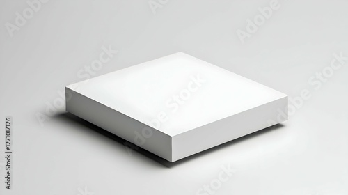 White Square Cube on Light Gray Background