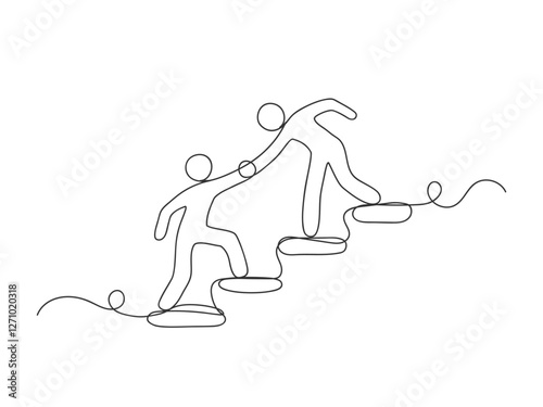 People who help someone to get up and move forward continuous one line.