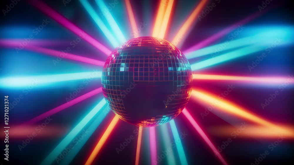 Mirror disco ball 3D animation clubbing party background