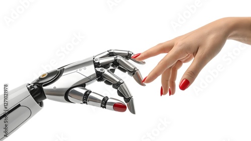 Human and AI Connection – Robotic Hand Reaching Out to Human Touch
