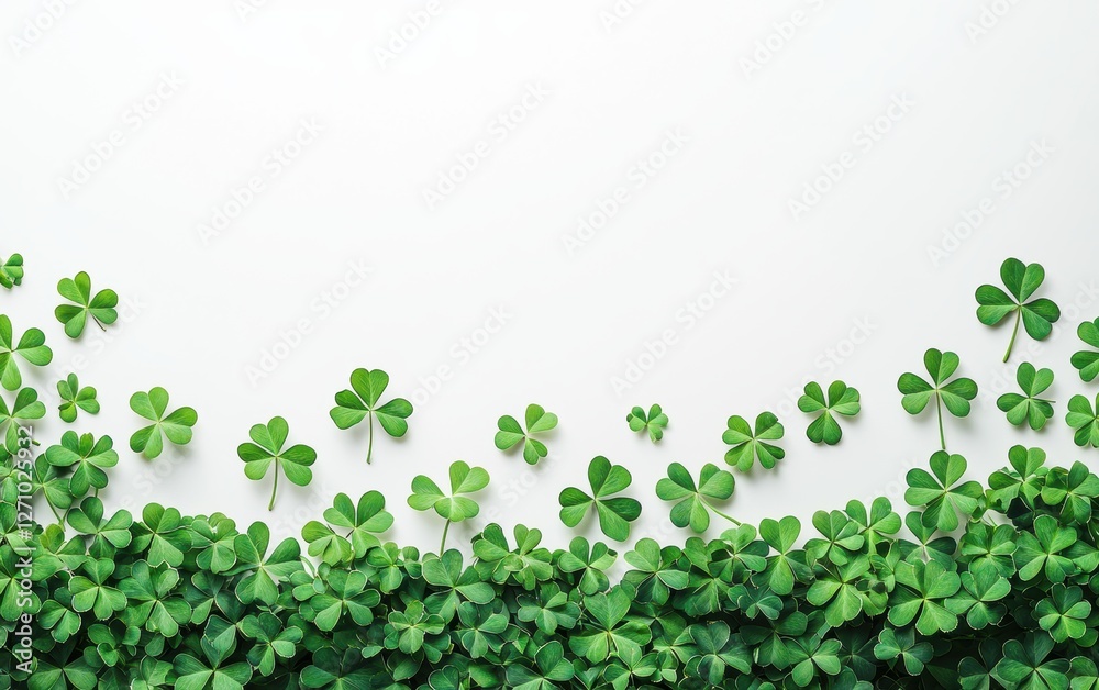 Minimalist background mockup with space for text green hues clover leaves Saint Patricks Day Minimalist background mockup with space for text green hues clover leaves Saint Patricks Day