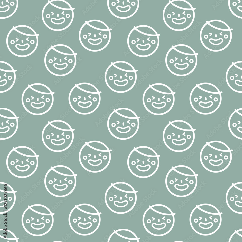 seamless minimal smile line art repeat pattern in green background, flat vector illustration graphic design seamless minimal smile line art repeat pattern in green background, flat vector illustration graphic design