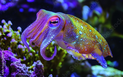 A camouflaged cuttlefish changing colors instantly