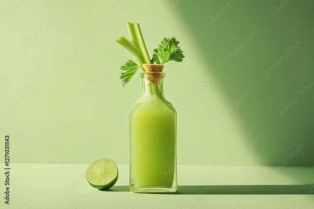 juice shot for immunity from kale cilantro spinach stalks of celery and asparagus and a piece of lime in a minimalist style bottle juice shot for immunity from kale cilantro spinach stalks of celery and asparagus and a piece of lime in a minimalist style bottle