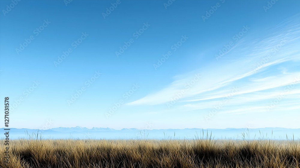 Fototapeta premium Expansive Field Under a Clear Blue Sky