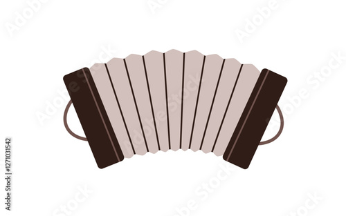 Squeezebox with bellows. Traditional folk music instrument, squeeze box. Handheld concertina. Bayan, garmon melody. Flat graphic vector illustration isolated on white background