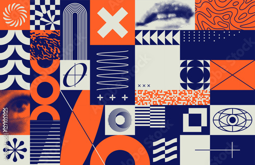 Brutalist Geometric Seamless Pattern