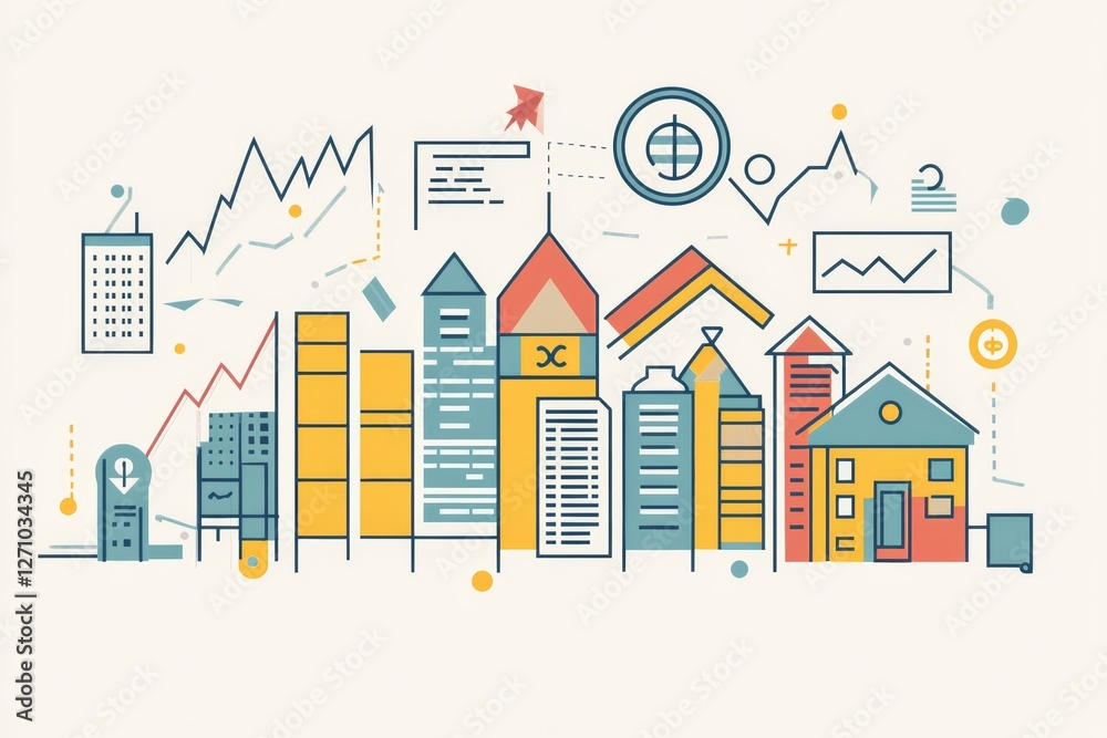 creative depiction of various income sources, including stocks, real estate, and side hustles, minimal background with copy space creative depiction of various income sources, including stocks, real estate, and side hustles, minimal background with copy space