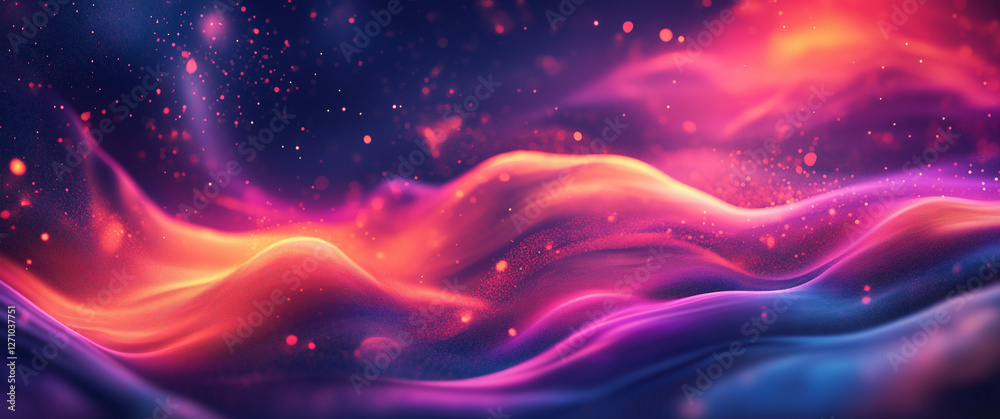 Abstract Colorful Waves With Cosmic Particles Abstract Colorful Waves With Cosmic Particles
