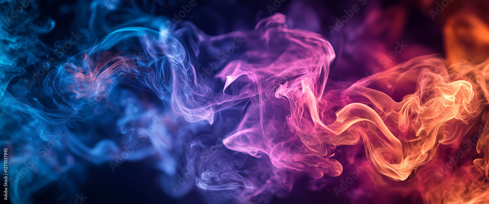 Obraz premium Abstract Swirling Smoke in Fiery and Cool Tones
