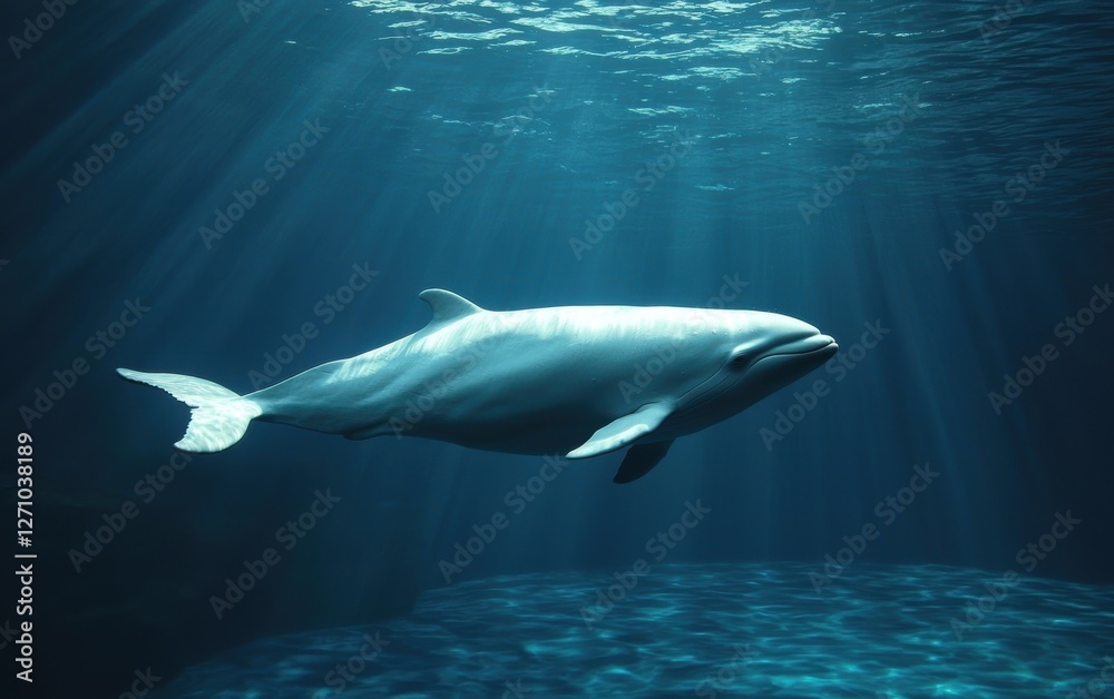 Fototapeta premium A majestic beluga whale swimming gracefully